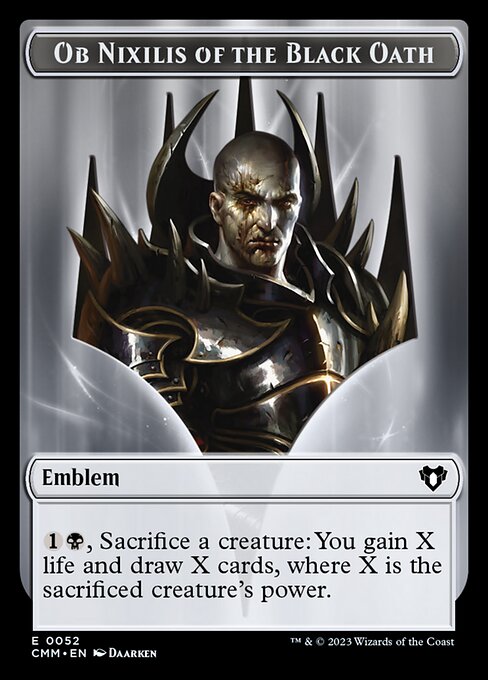 Soldier // Emblem - Ob Nixilis of the Black Oath Double-Sided Token [Commander Masters Tokens] | Game Grid - Logan