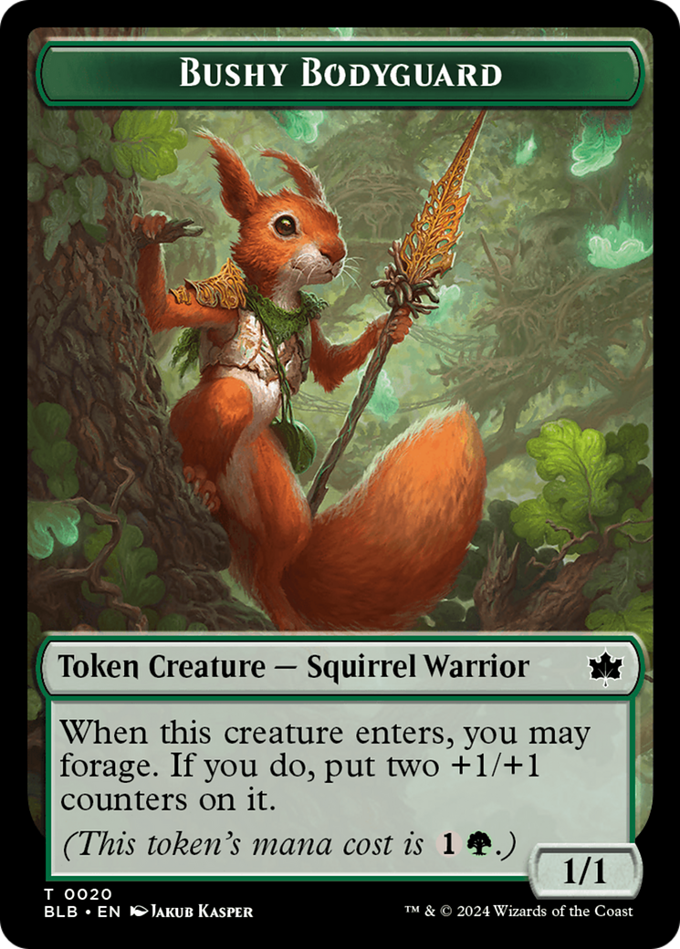 Emblem - Ral, Crackling Wit // Bushy Bodyguard Double-Sided Token [Bloomburrow Tokens] | Game Grid - Logan