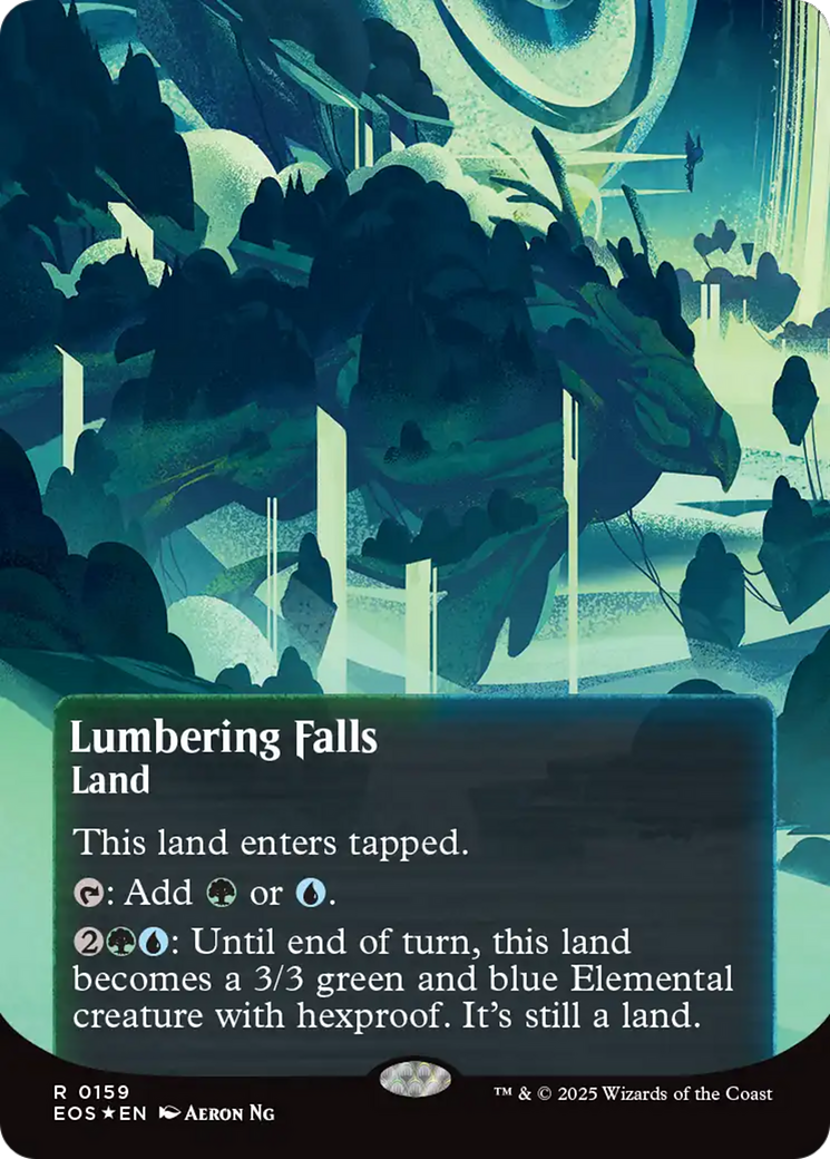 Lumbering Falls (0159) (Borderless) (Galaxy Foil) [Edge of Eternities: Stellar Sights] | Game Grid - Logan