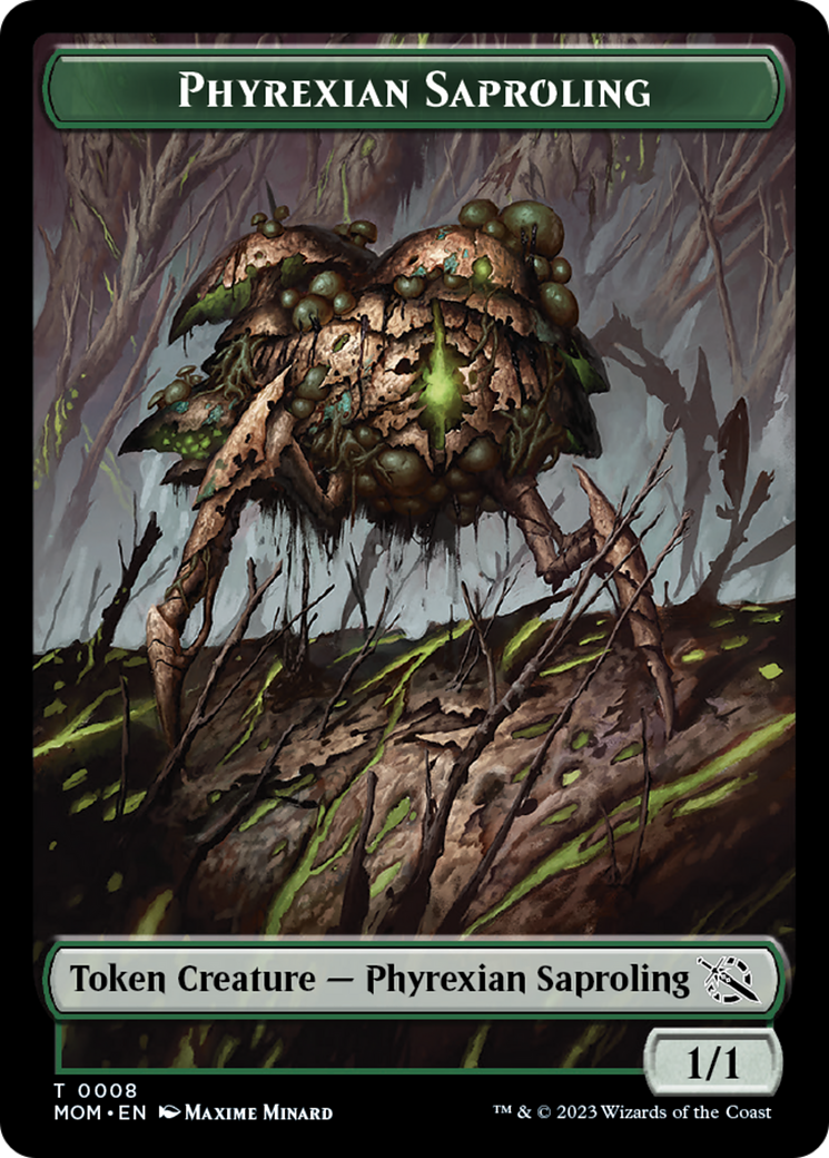 Warrior // Phyrexian Saproling Double-Sided Token [March of the Machine Tokens] | Game Grid - Logan