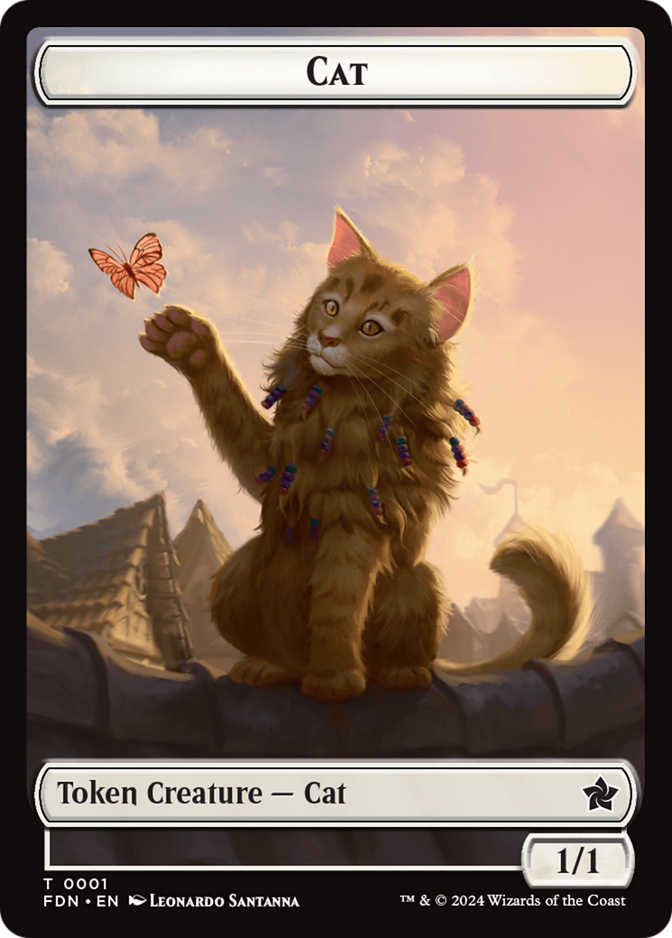 Cat (0001) // Cat (0002) Doubled-Sided Token [Foundations Tokens] | Game Grid - Logan