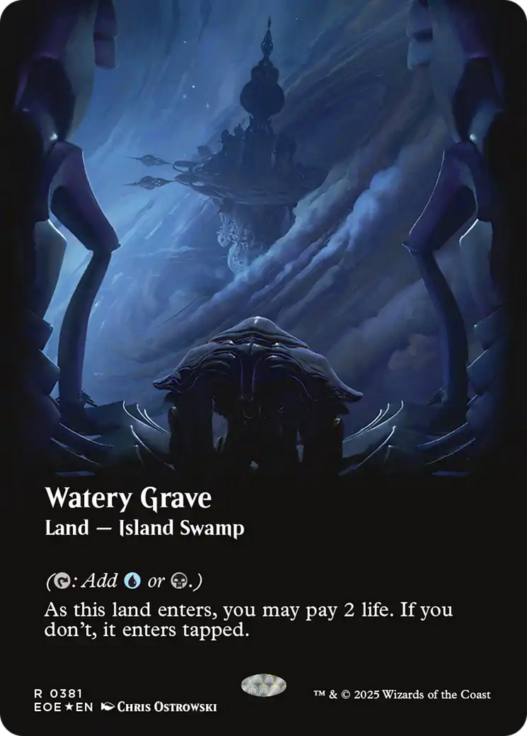 Watery Grave (Borderless) (Galaxy Foil) [Edge of Eternities] | Game Grid - Logan