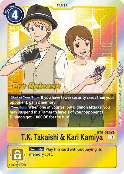 T.K. Takaishi & Kari Kamiya [BT6-089] [Double Diamond Pre-Release Cards] | Game Grid - Logan