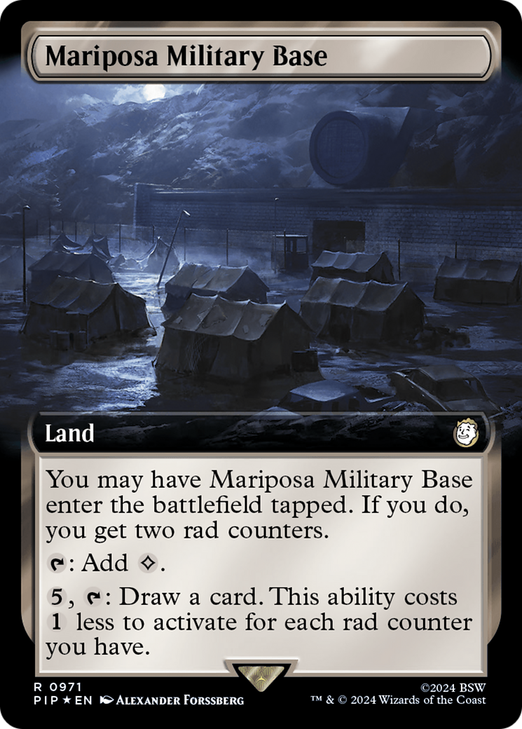 Mariposa Military Base (Extended Art) (Surge Foil) [Fallout] | Game Grid - Logan