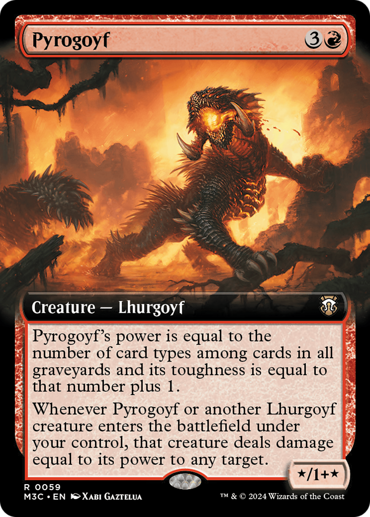 Pyrogoyf (Extended Art) (Ripple Foil) [Modern Horizons 3 Commander] | Game Grid - Logan