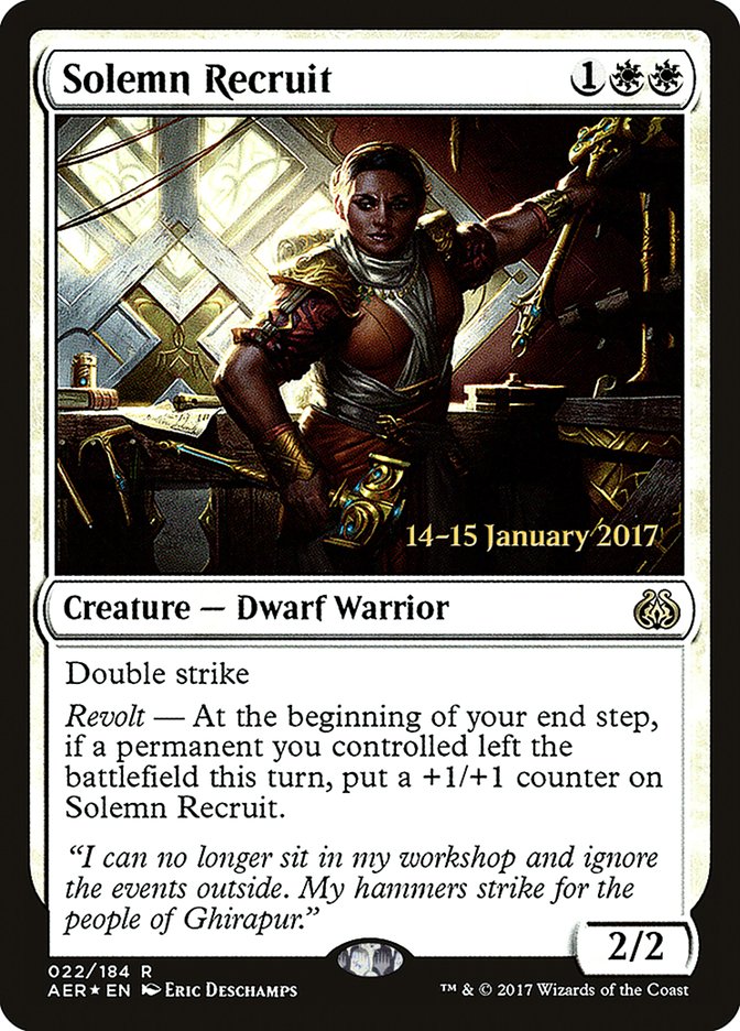 Solemn Recruit [Aether Revolt Prerelease Promos] | Game Grid - Logan