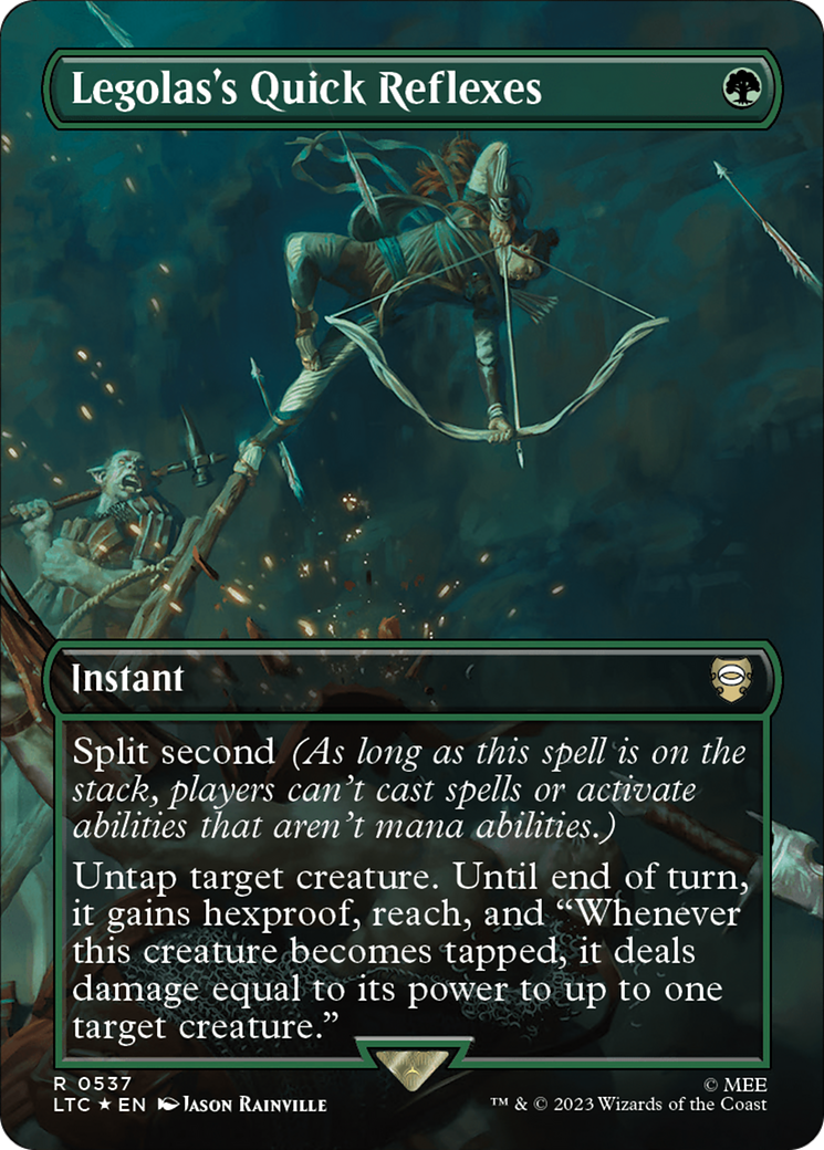 Legolas's Quick Reflexes (Borderless) (Surge Foil) [The Lord of the Rings: Tales of Middle-Earth Commander] | Game Grid - Logan