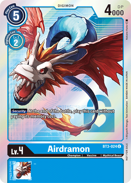 Airdramon [BT3-024] (Buy-A-Box Promo) [Release Special Booster Ver.1.5 Promos] | Game Grid - Logan