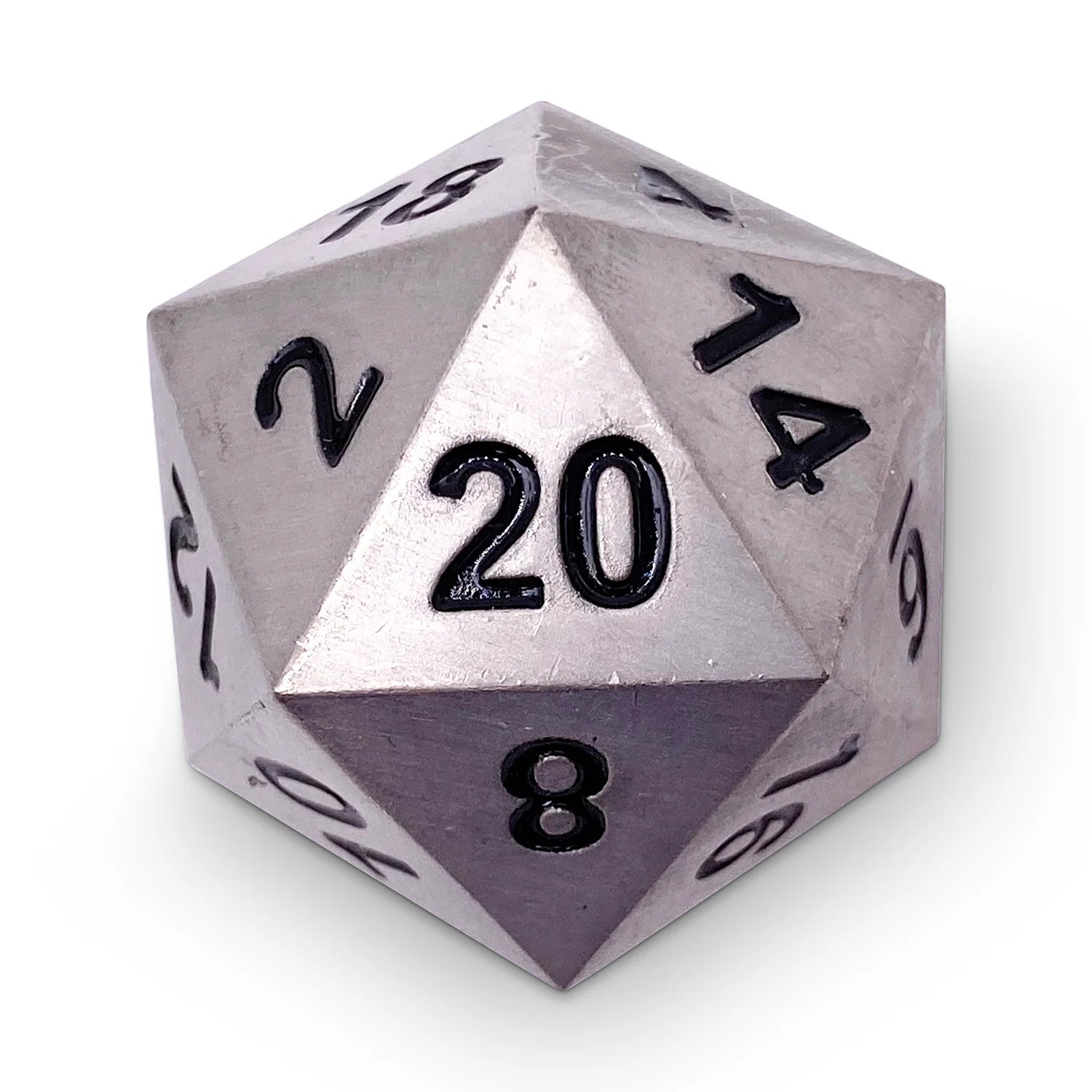 45MM Metal D20 Boulder: Aged Mithiral | Game Grid - Logan