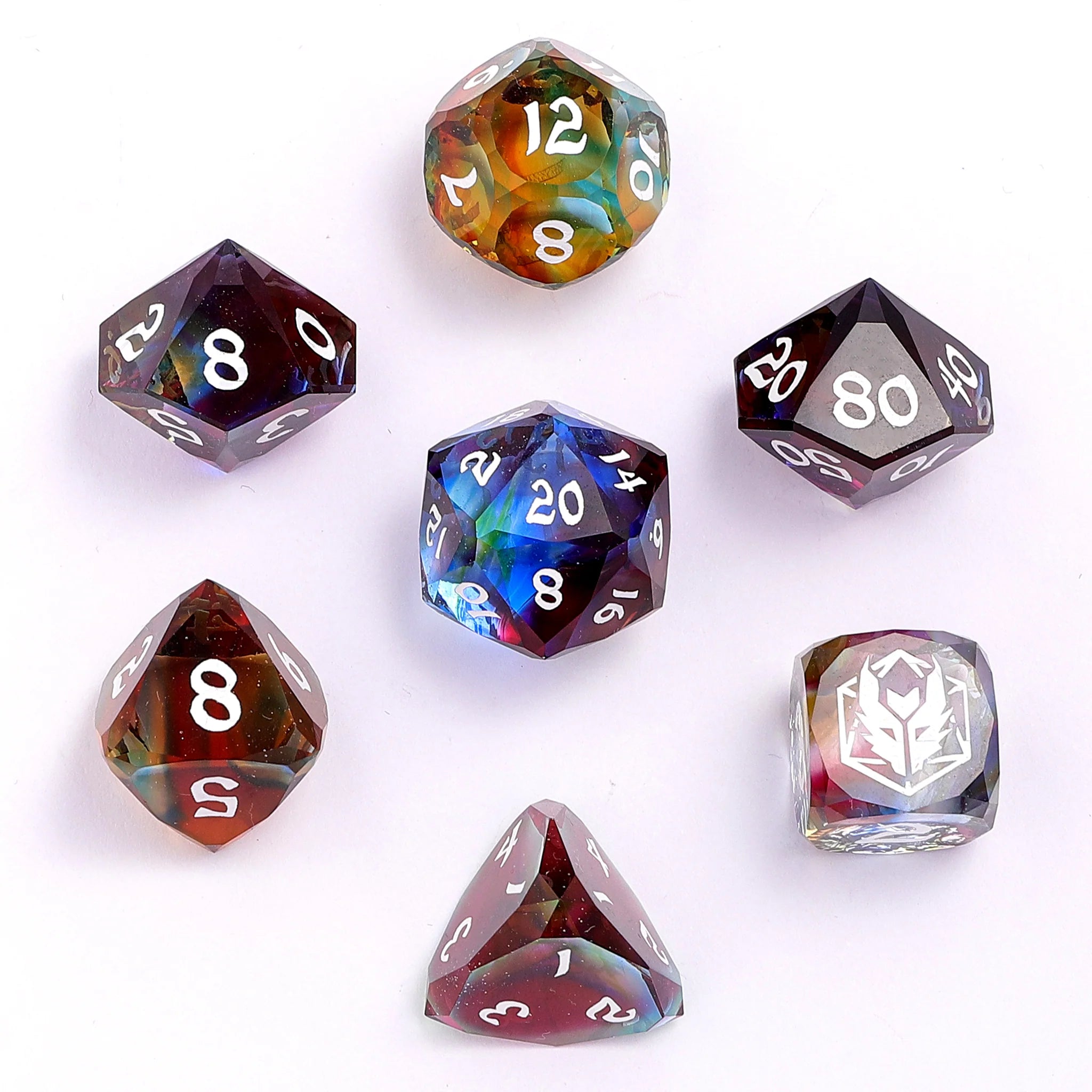 Gemstone RPG Dice Set: Luster Cut - Prismatic Glass | Game Grid - Logan