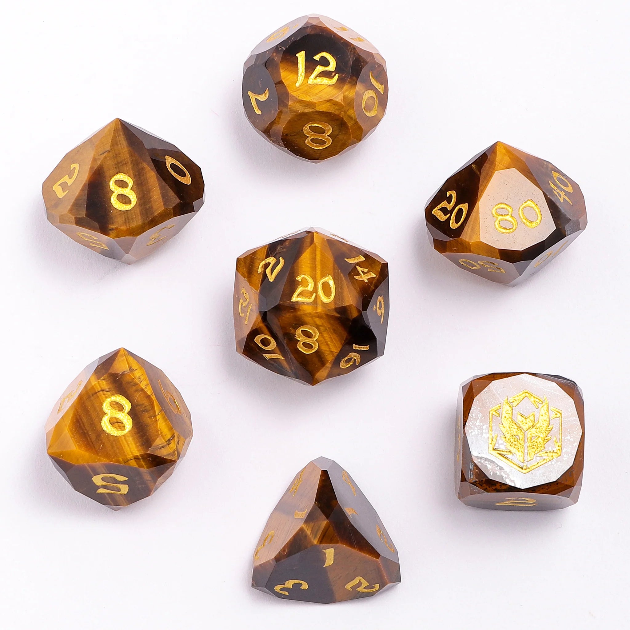 Gemstone RPG Dice Set: Luster Cut - Tiger's Eye | Game Grid - Logan