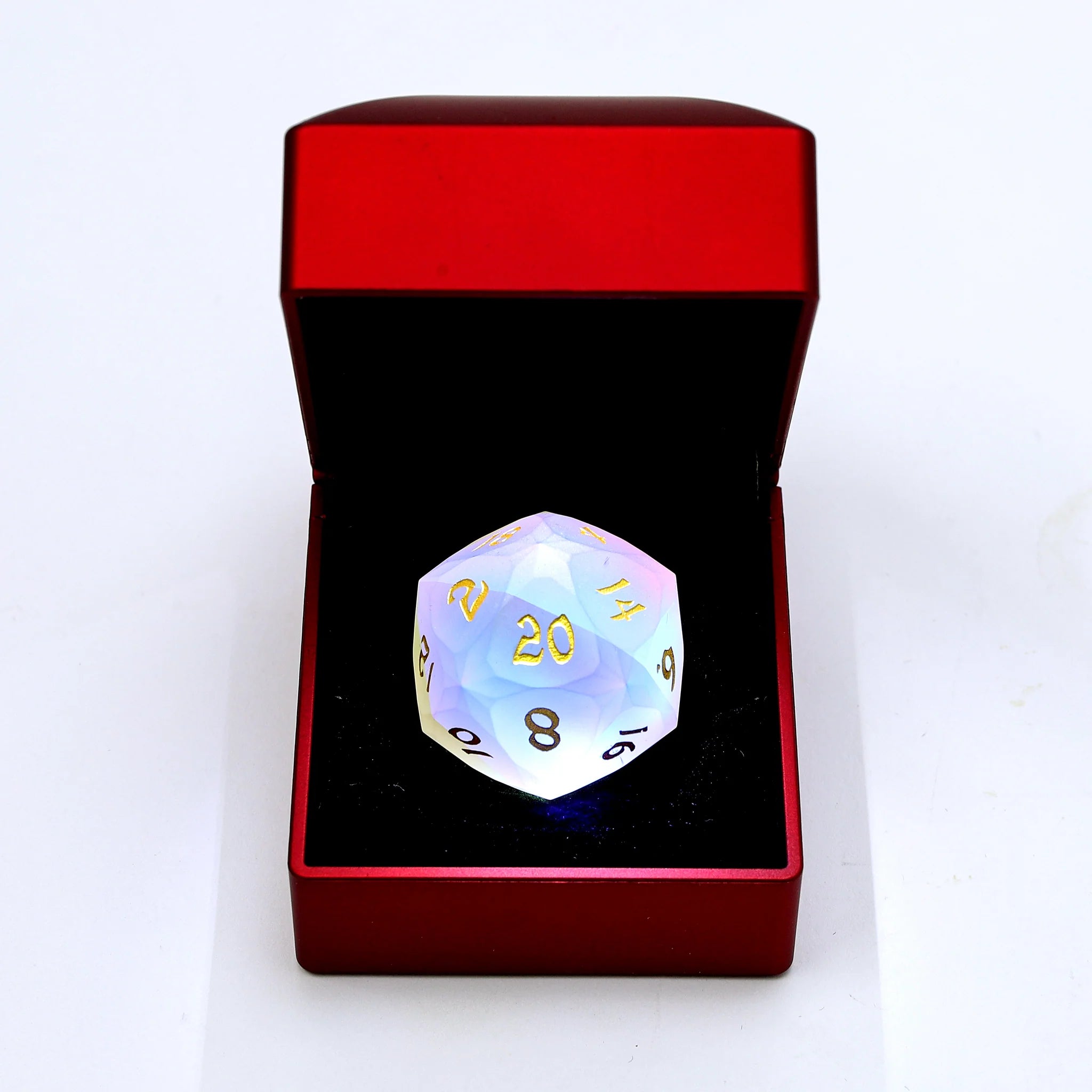 30mm Chonk Luster Cut D20: Frosted Prismatic Crystal | Game Grid - Logan