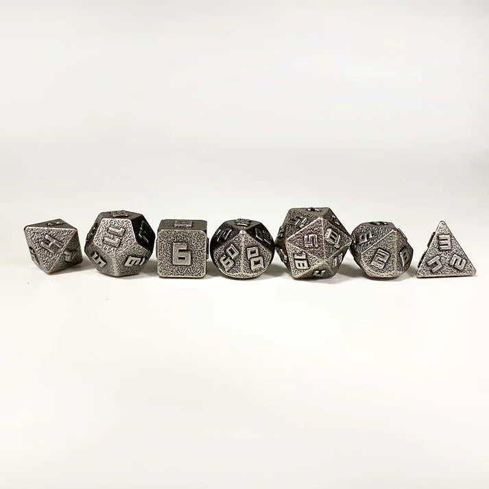 10mm Mini RPG Dice set: Ancient Silver | Game Grid - Logan