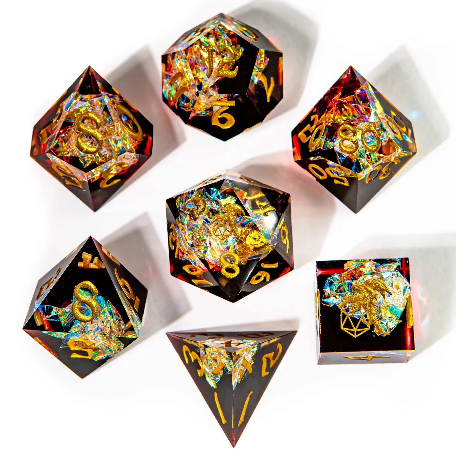 Captured Magic Sharp Edge Resin Dice: Blood Crystal | Game Grid - Logan