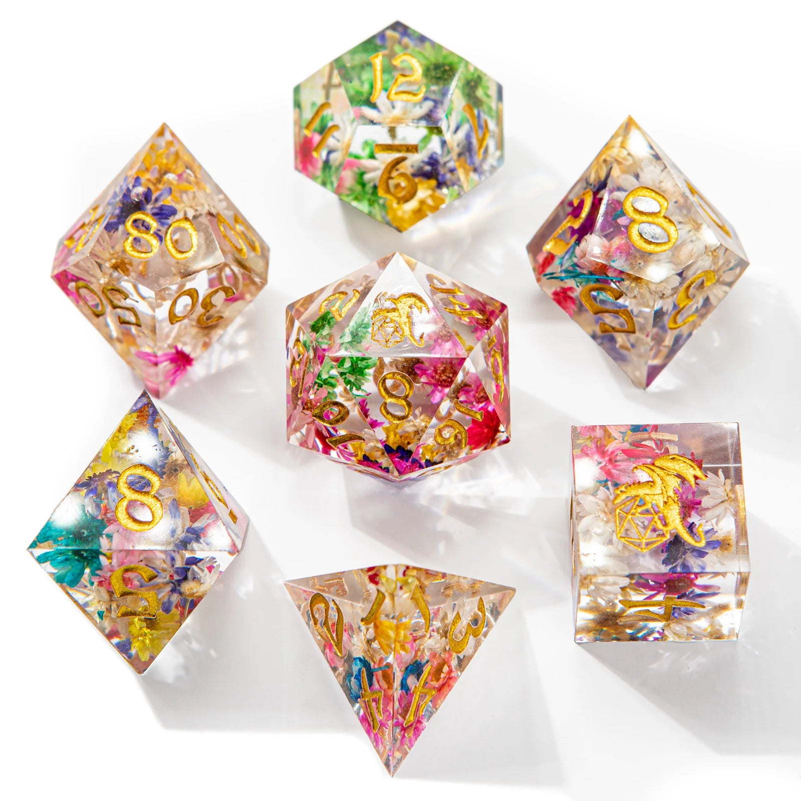 Captured Magic Sharp Edge Resin Dice: Essence of Spring | Game Grid - Logan