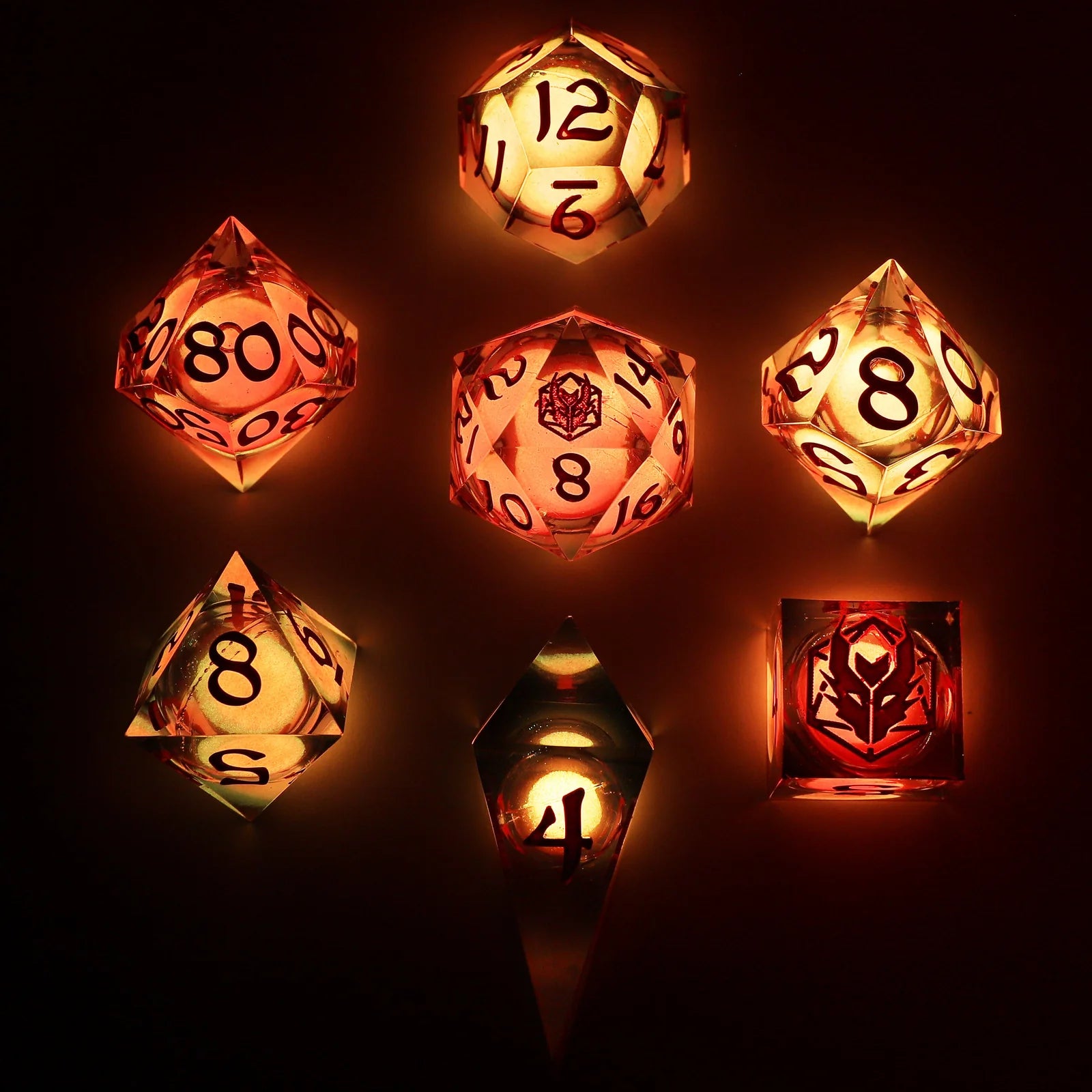 Liquid Core RPG Dice Set: Glow-in-the-Dark Red | Game Grid - Logan