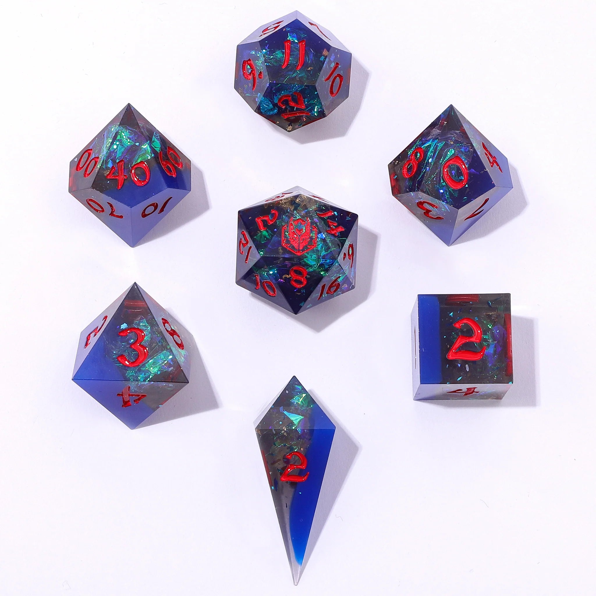 Sharp Edge RPG Dice Set: Sapphire Inferno | Game Grid - Logan