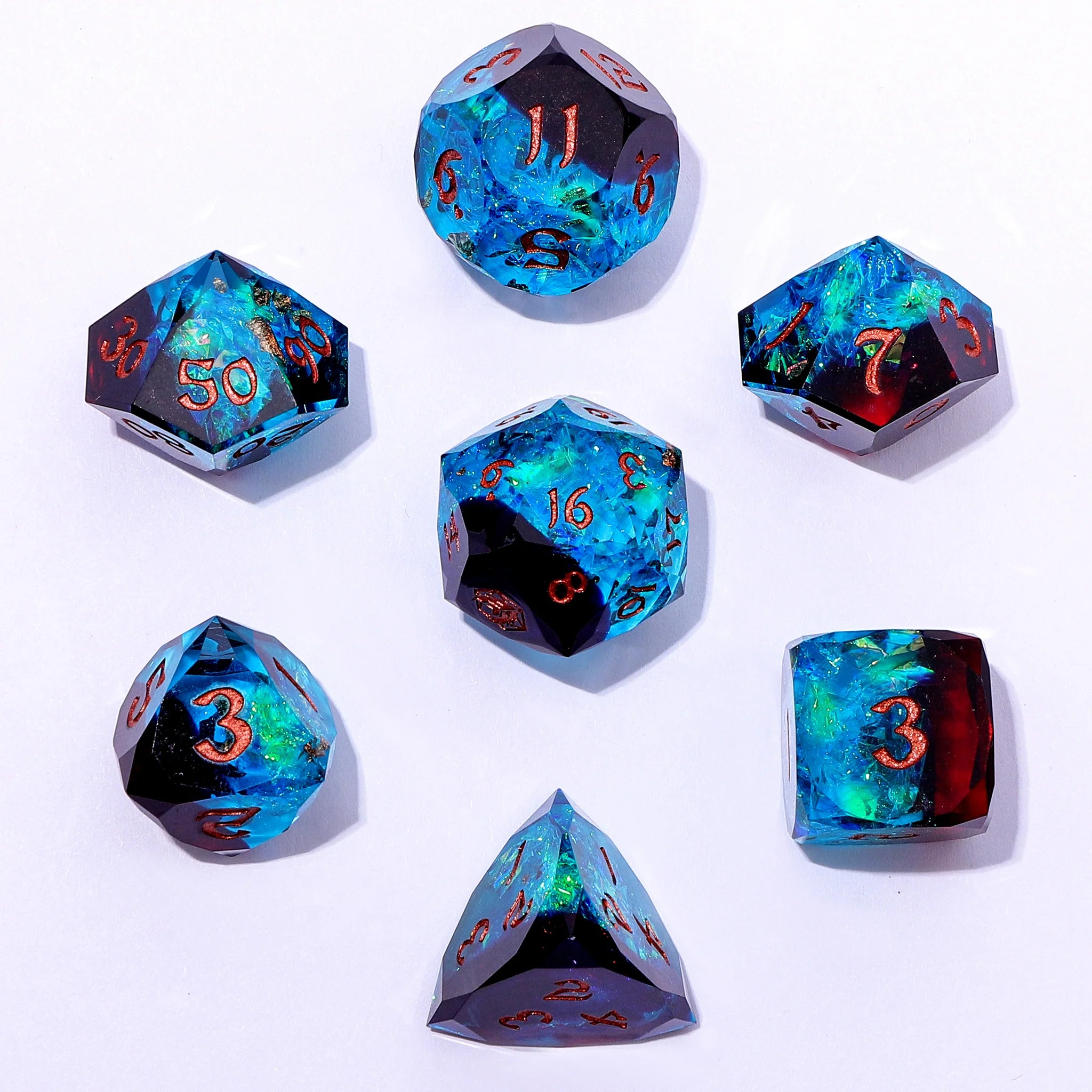 Captured Magic RPG Dice Set: Luster Cut - Blue & Red | Game Grid - Logan
