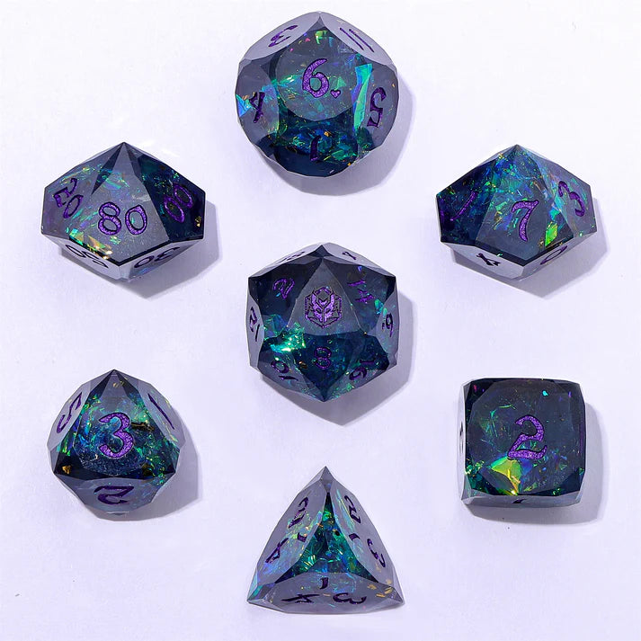 Captured Magic RPG Dice Set: Luster Cut - Starry Night Purple | Game Grid - Logan