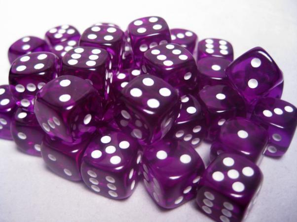 Chessex: Translucent Purple/White - 36 ct | Game Grid - Logan