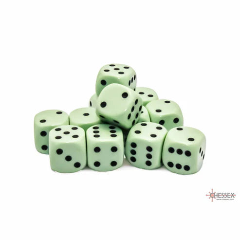 16mm D6 Brick: Opaque - Pastel Green/Black | Game Grid - Logan