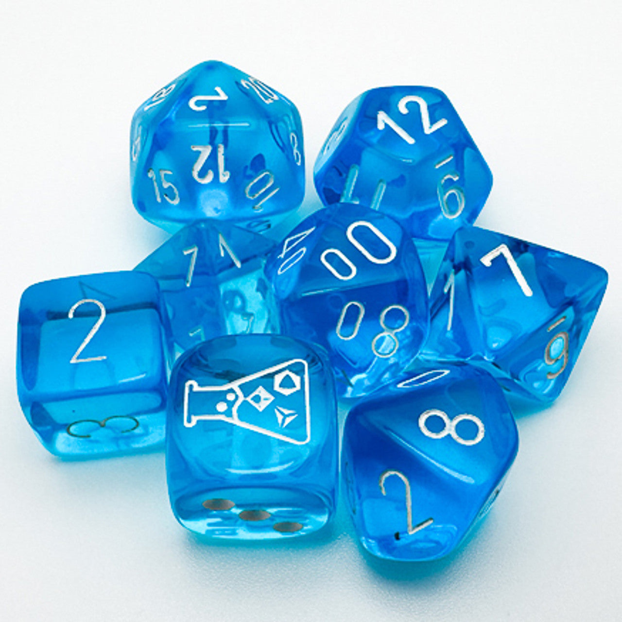 Chessex 7-Die Set: Tropical Blue/White | Game Grid - Logan