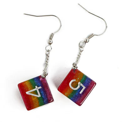 D6 Earring: Glitter Rainbow | Game Grid - Logan