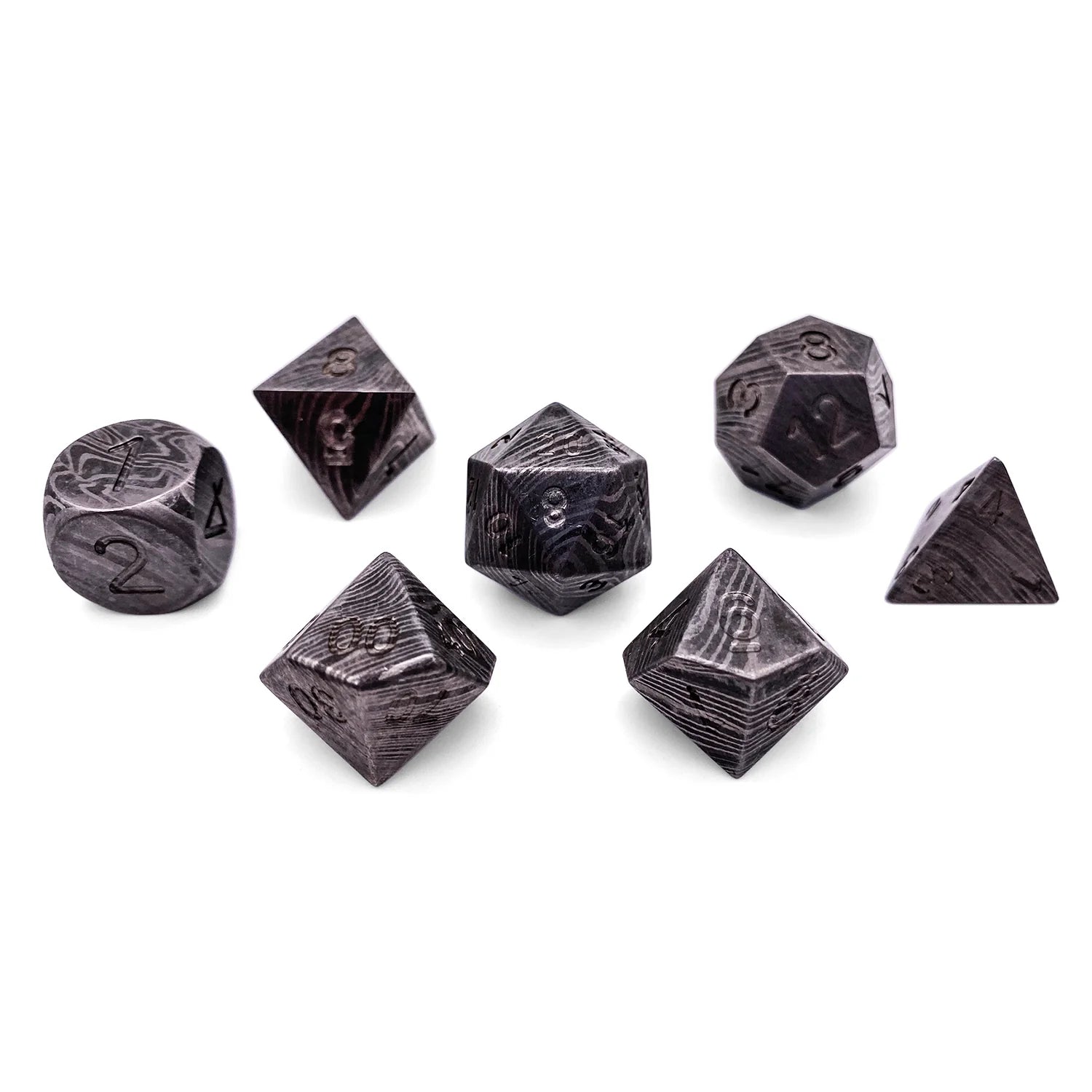 Metal Dice: Damascus Steel 7 Piece Set | Game Grid - Logan