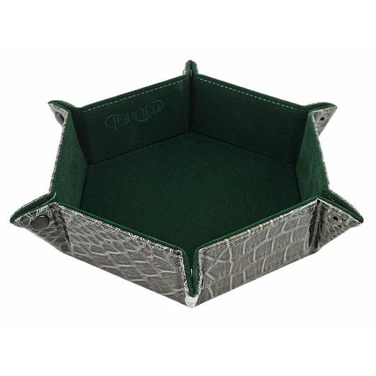 Hexagon Snap Folding Dice Tray- Dragon Skin Edition- Green | Game Grid - Logan