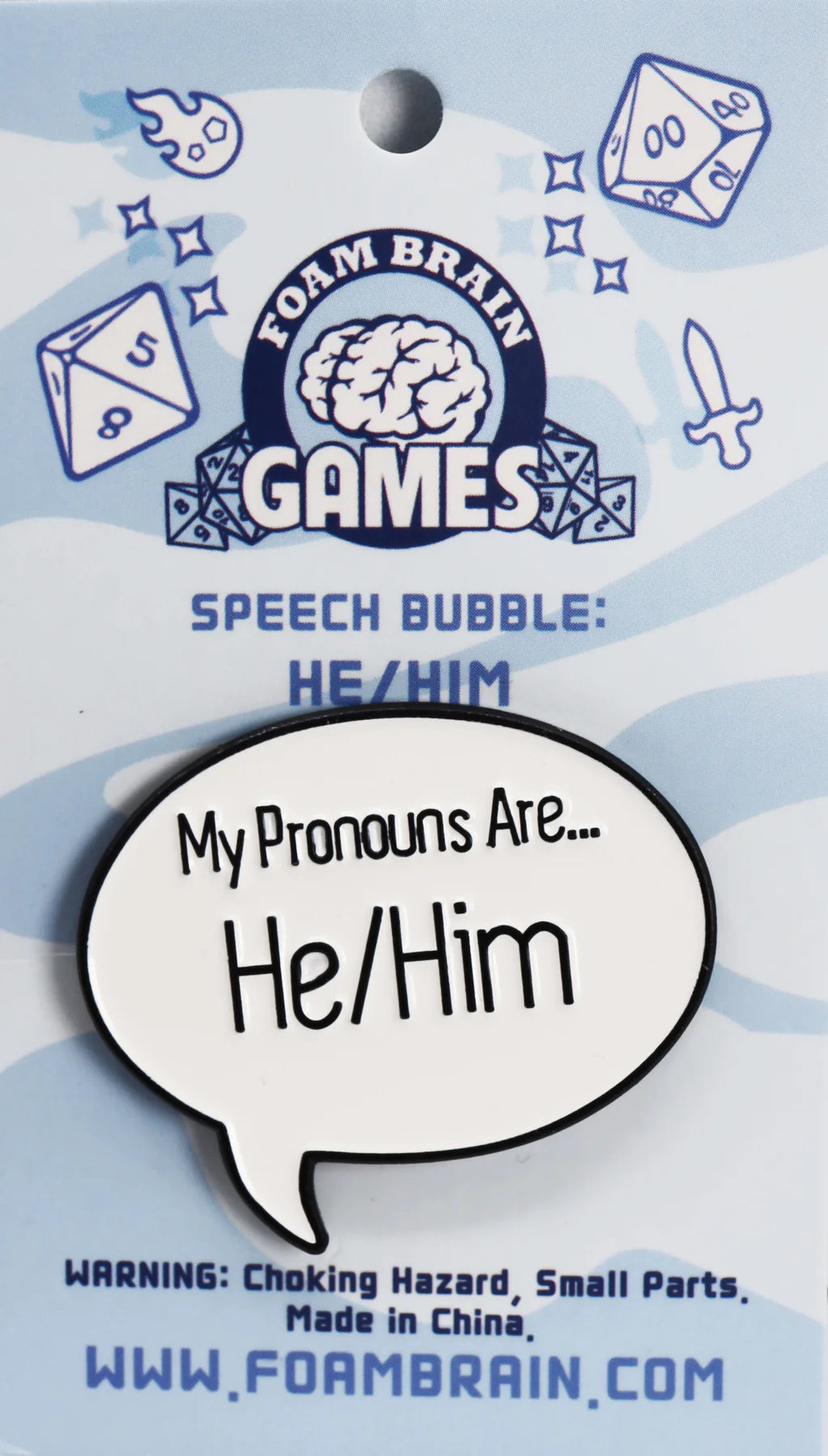 Enamel Pin: He/Him | Game Grid - Logan