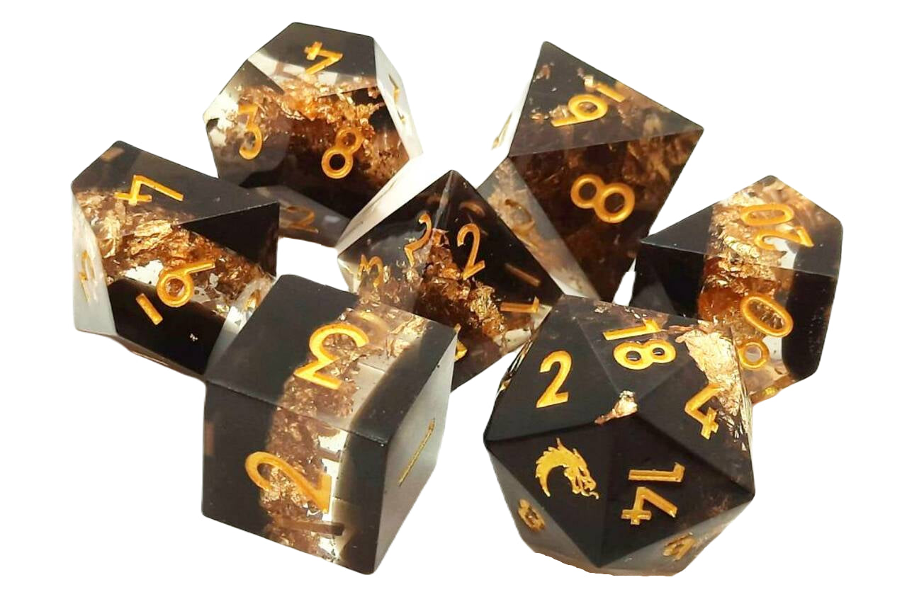 Old School: Sharp Edged - Gold Vein Dice Set | Game Grid - Logan