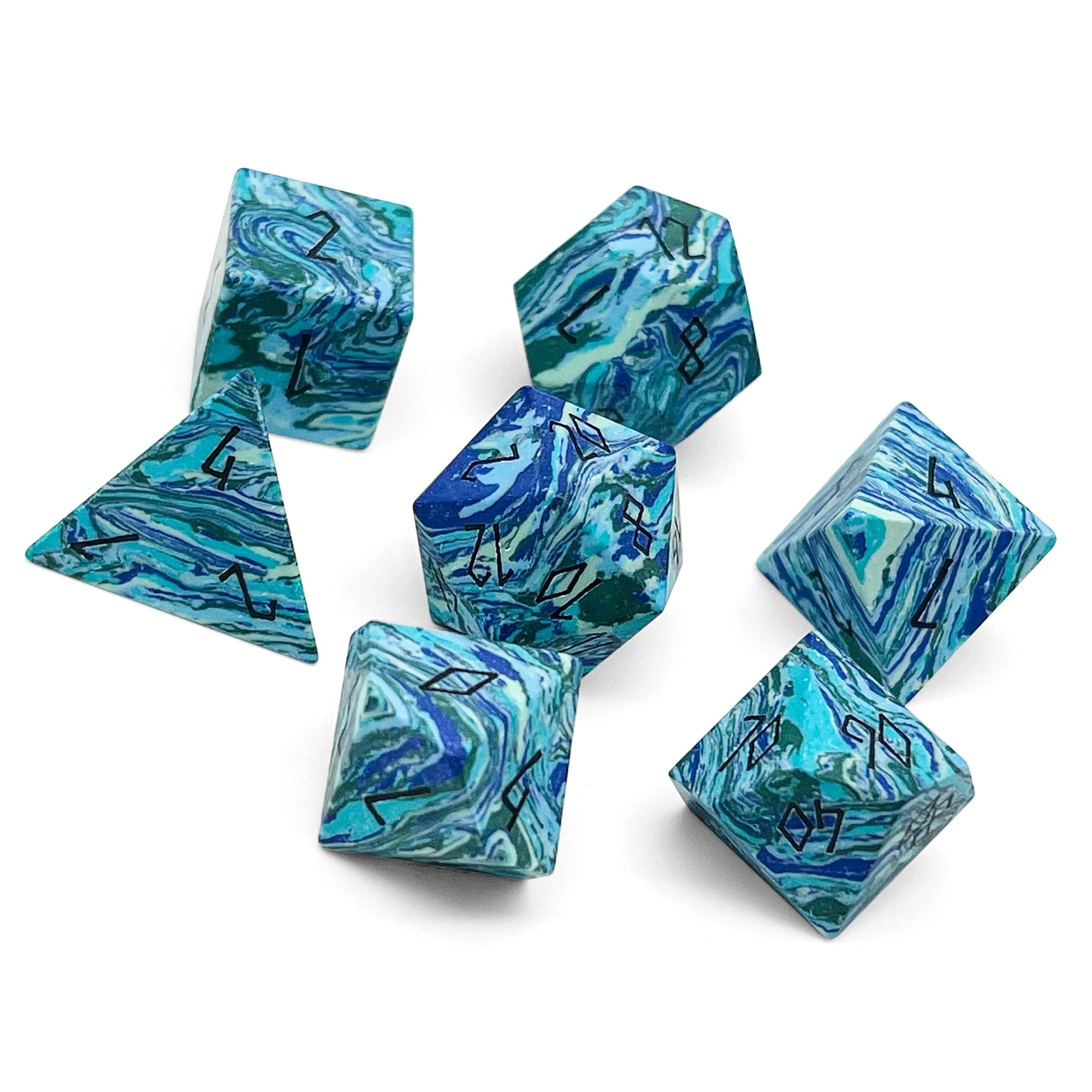 Gemstone Dice: Green Veined Turquoise | Game Grid - Logan