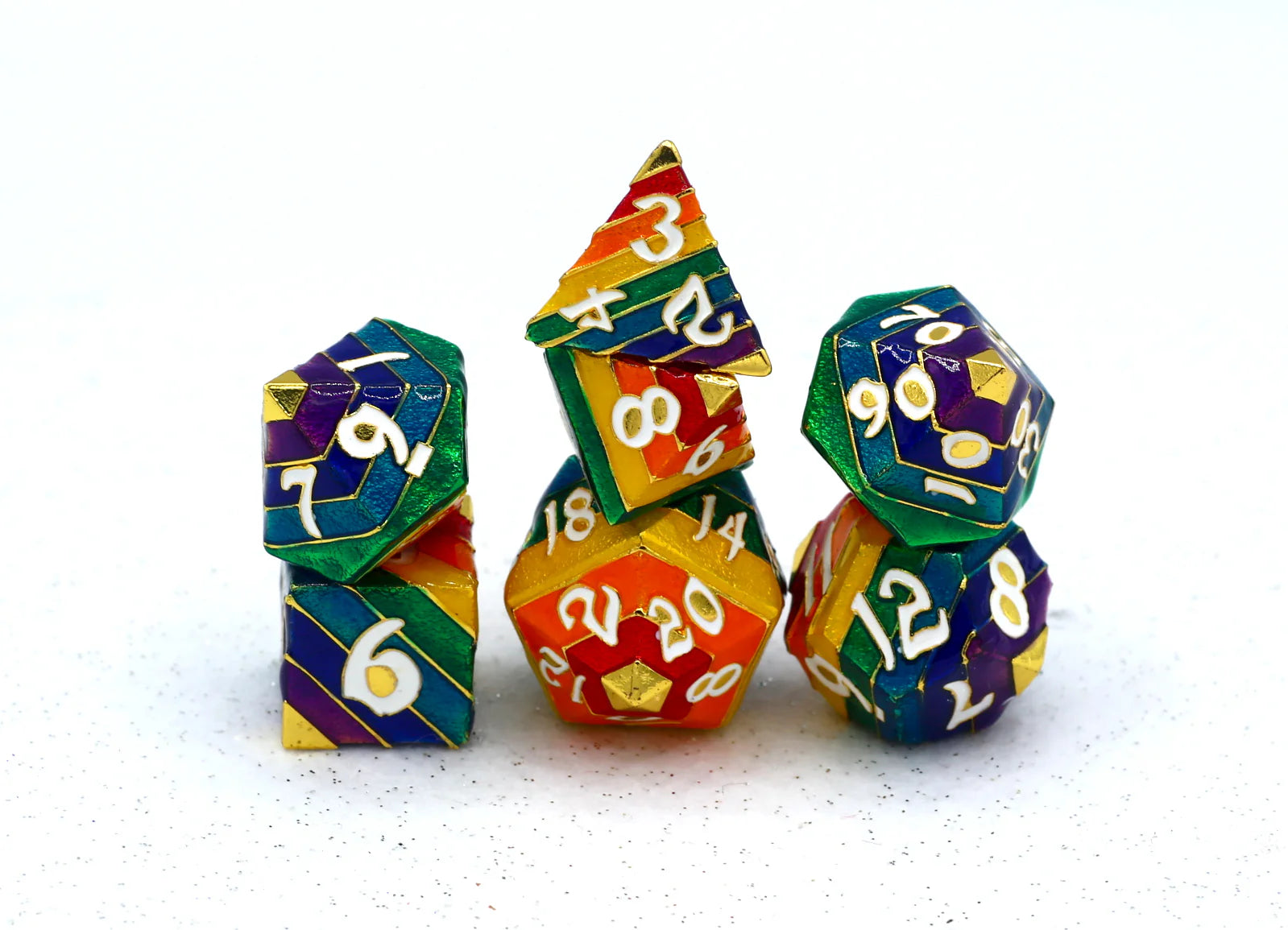 Metal RPG Dice Set: Rainbow Pride | Game Grid - Logan