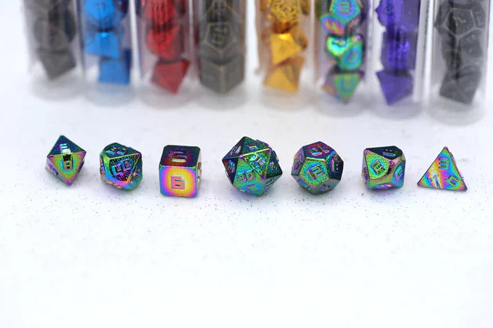 10mm Mini RPG Dice set: Rainbow | Game Grid - Logan