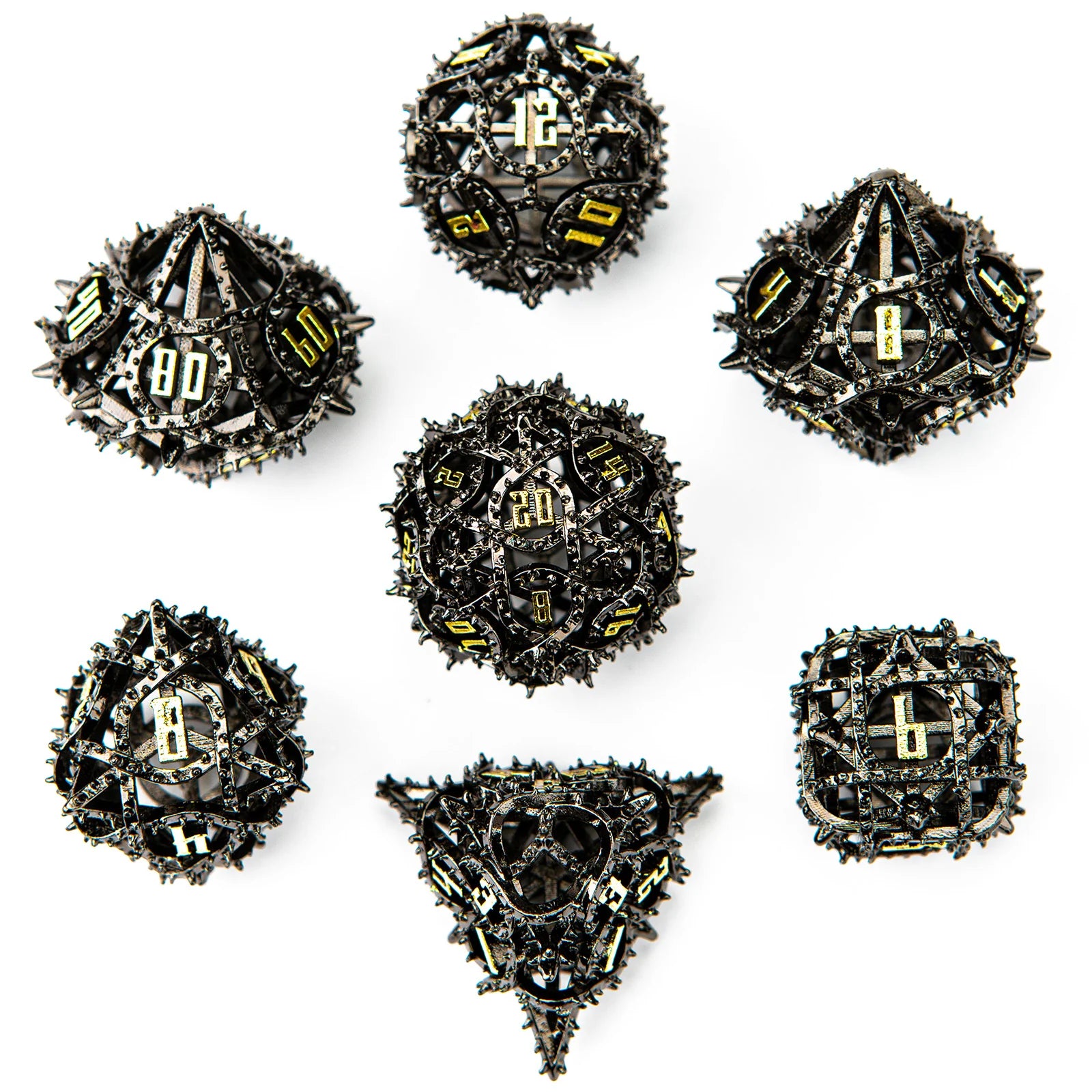 Demon Cage Hollow Metal RPG Dice Set (Gunmetal) | Game Grid - Logan