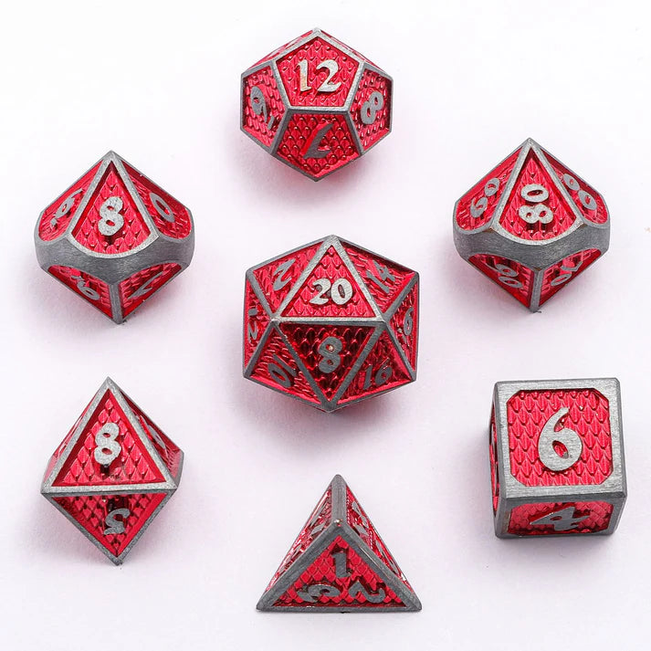 Mini Behemoth Metal Dice Set- Brushed Ruby | Game Grid - Logan