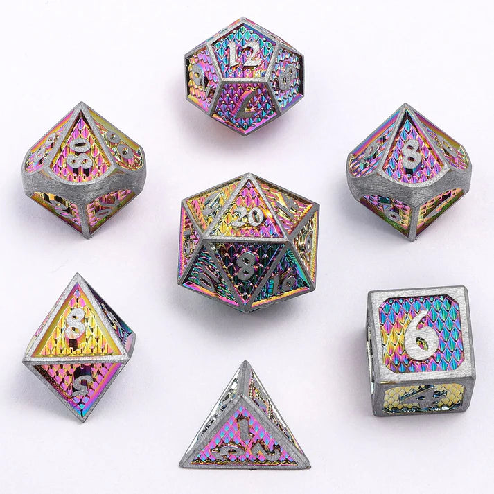 Mini Behemoth Metal RPG Dice Set-Brushed Rainbow | Game Grid - Logan