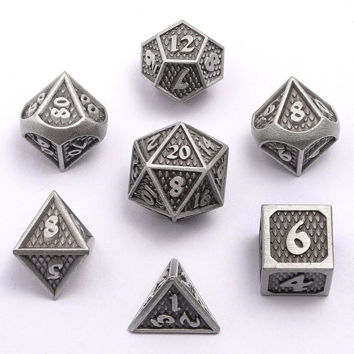 Mini Behemoth Metal Dice Set-Ancient Silver | Game Grid - Logan