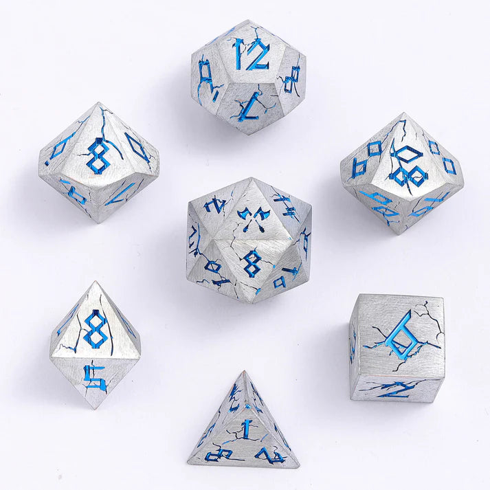 Barbarian Solid Metal Polyhedral Dice Set - Brushed Blue | Game Grid - Logan