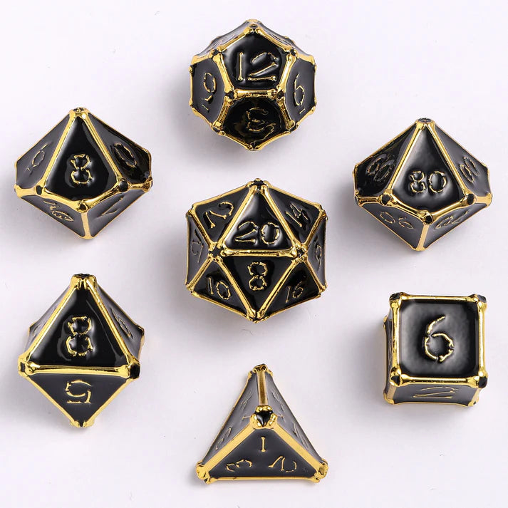 Metal RPG Dice Set: Bone Collector - Gold/Black | Game Grid - Logan