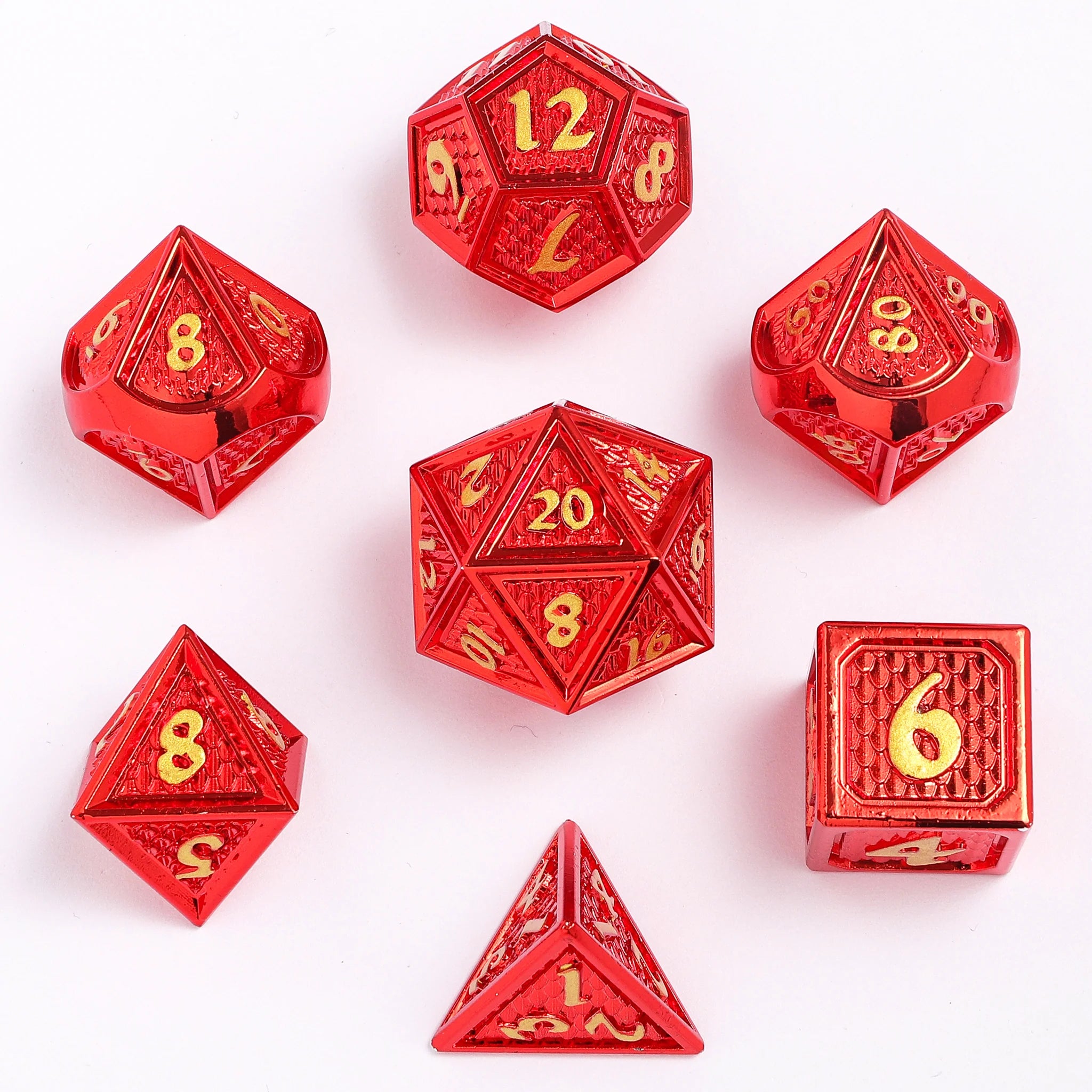 Metal RPG Dice Set: Behemoth - Red Chrome/Gold | Game Grid - Logan