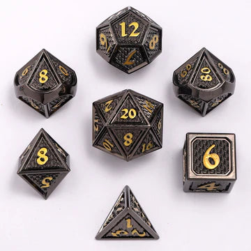 Metal RPG Dice Set: Behemoth - Gunmetal/Gold | Game Grid - Logan