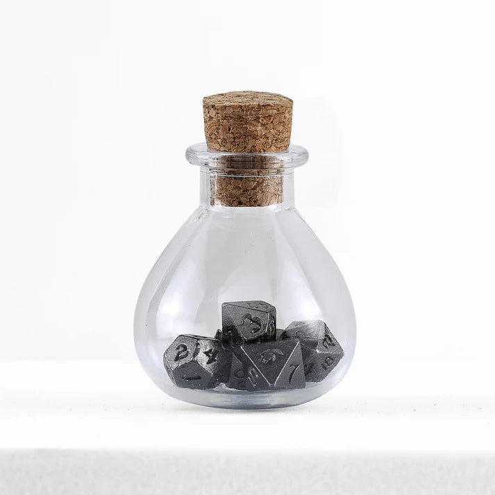 Tiny Dice Set in Potion Bottle-Ancient Gunmetal | Game Grid - Logan