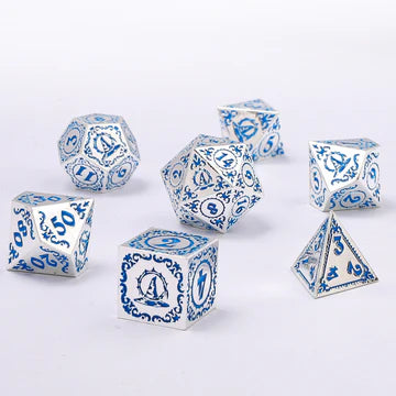 Metal RPG Dice Set: Wizard - Silver and Blue | Game Grid - Logan