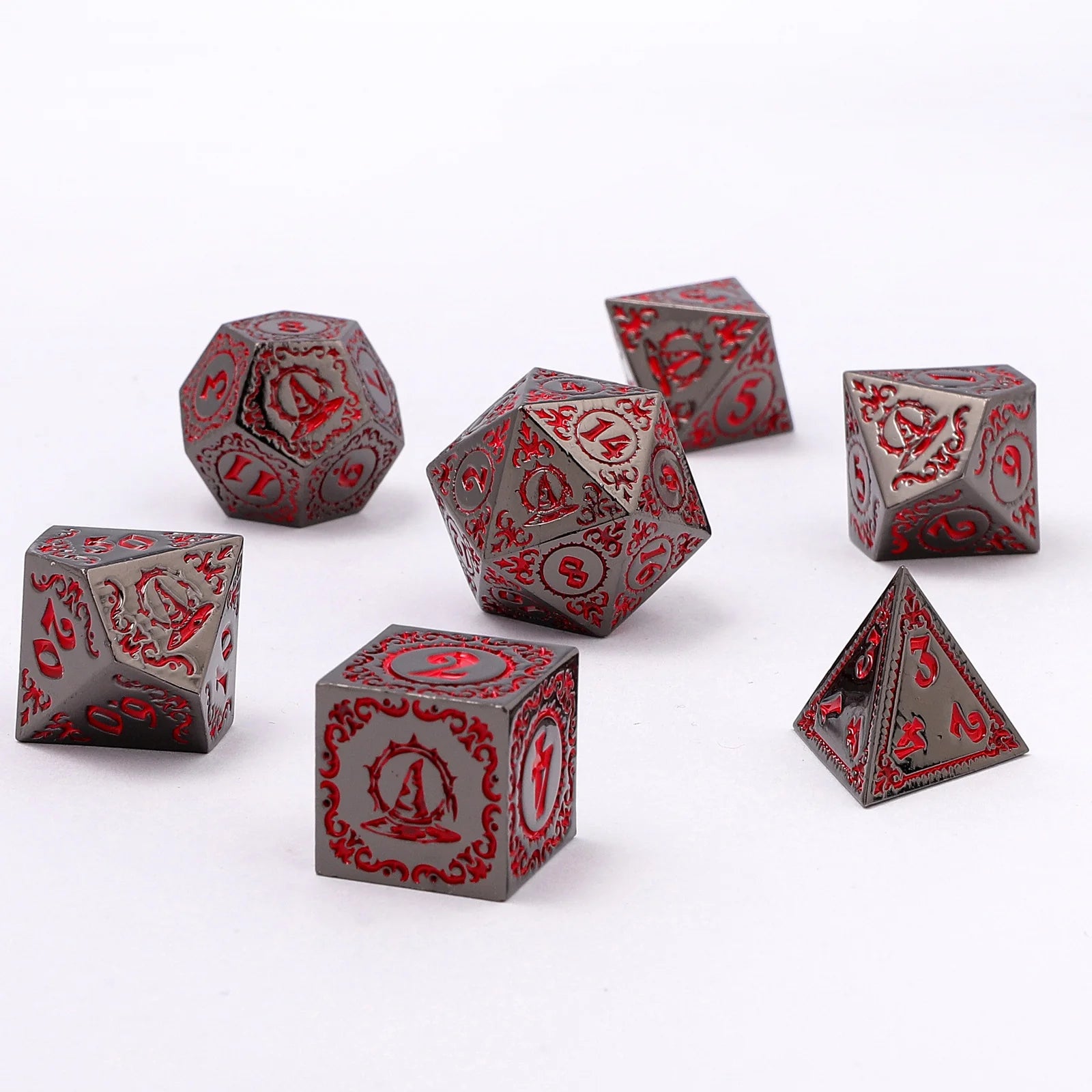 Metal RPG Dice Set: Wizard - Gunmetal and Blood | Game Grid - Logan