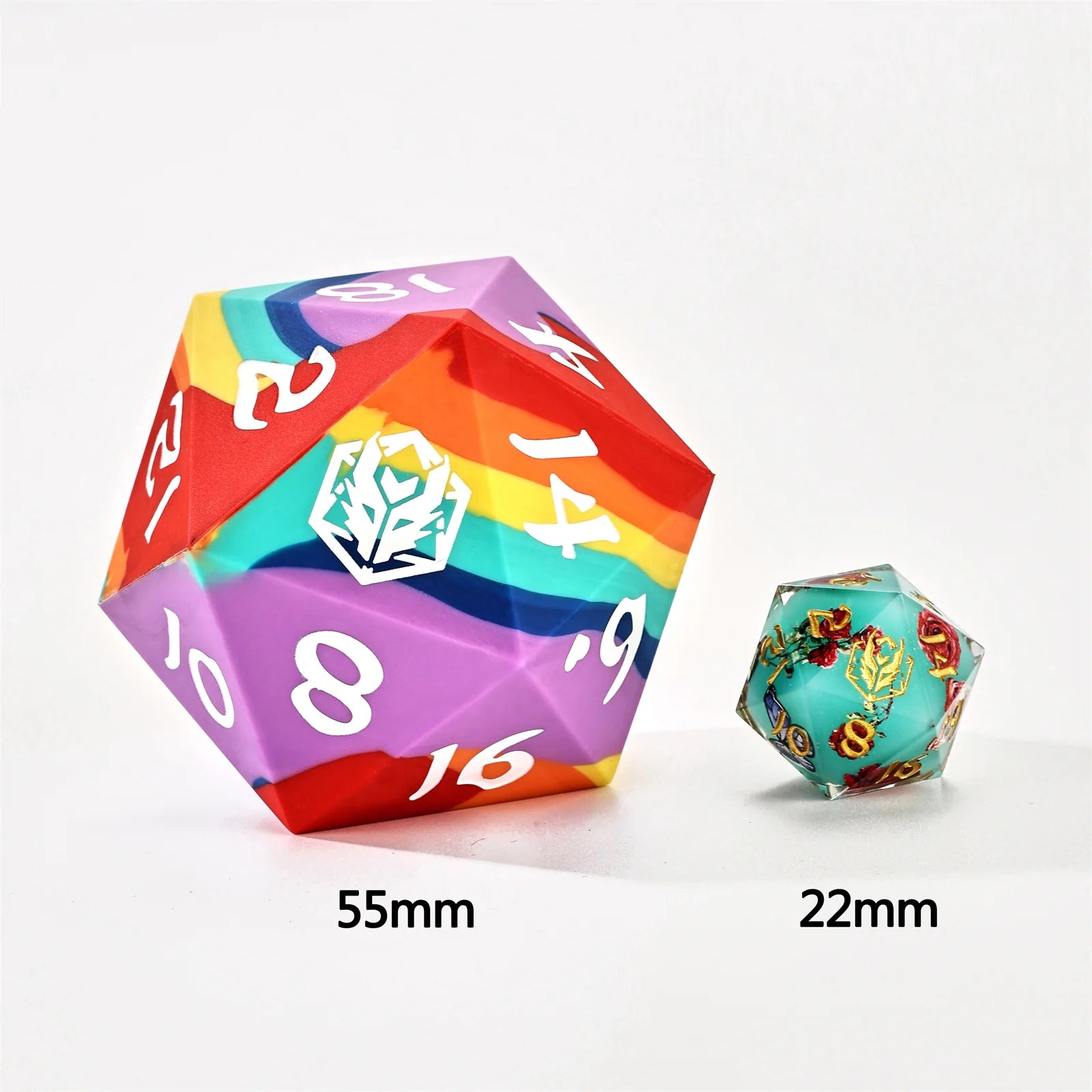 55mm Chonk Rubber D20: Rainbow Realms | Game Grid - Logan