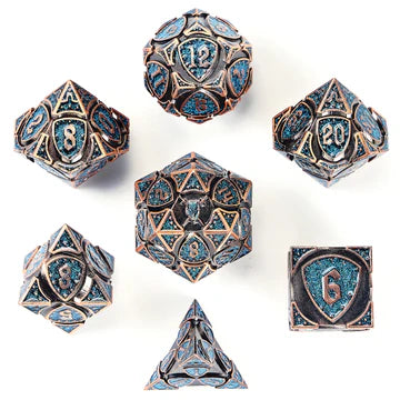 Metal RPG Dice Set: Ancient Copper/Blue Glitters | Game Grid - Logan