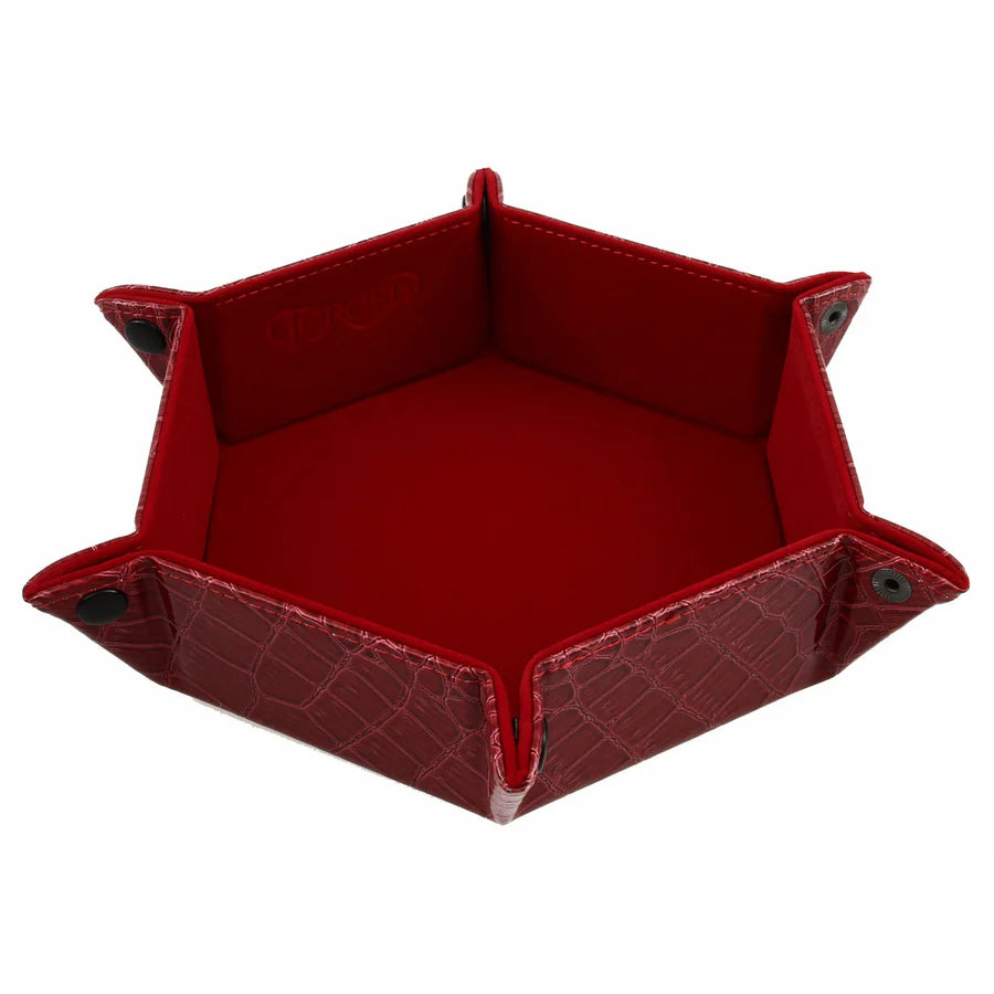 Hexagon Snap Folding Dice Tray- Dragon Skin Edition- Red | Game Grid - Logan