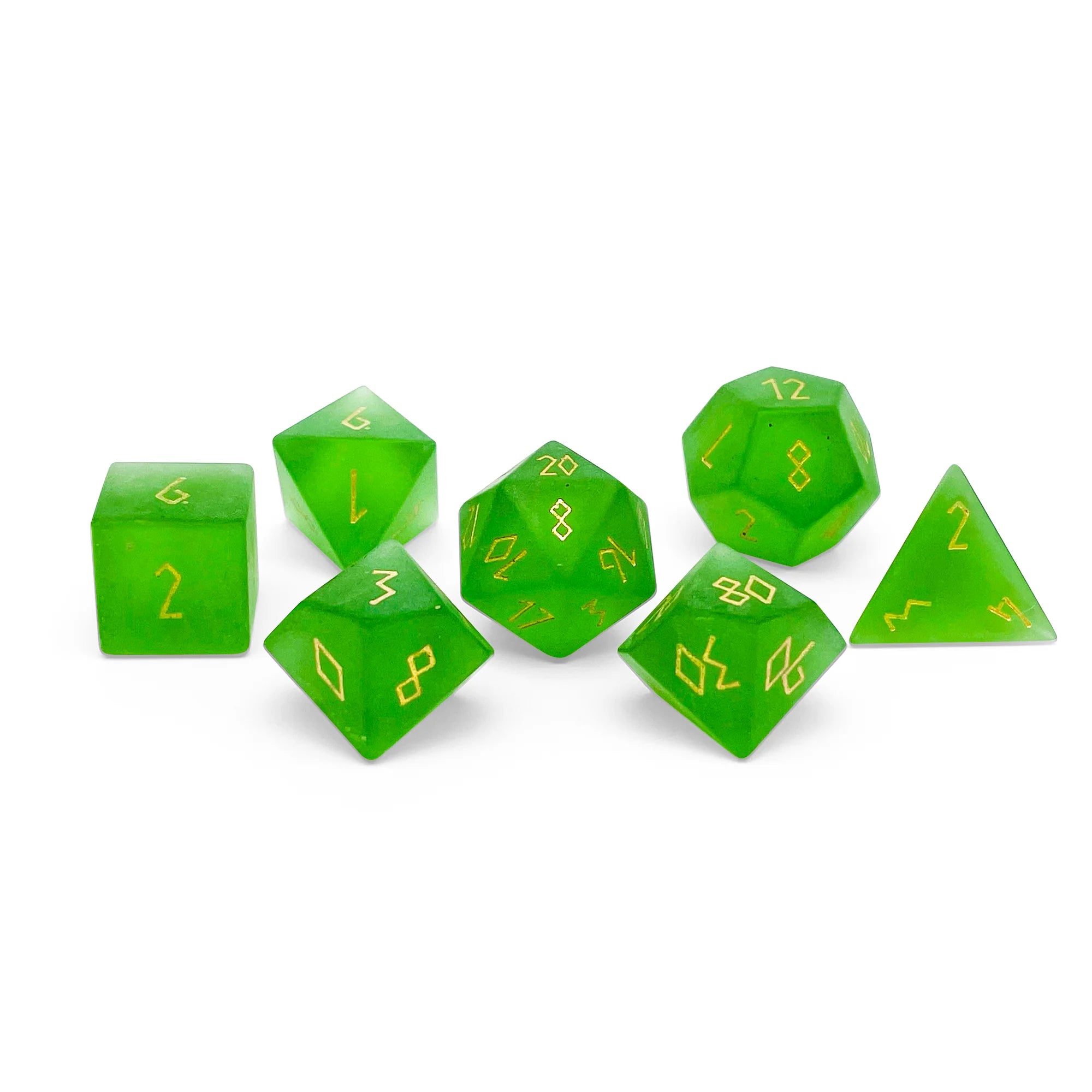 Gemstone Dice: Frosted Zircon Emerald Gold | Game Grid - Logan