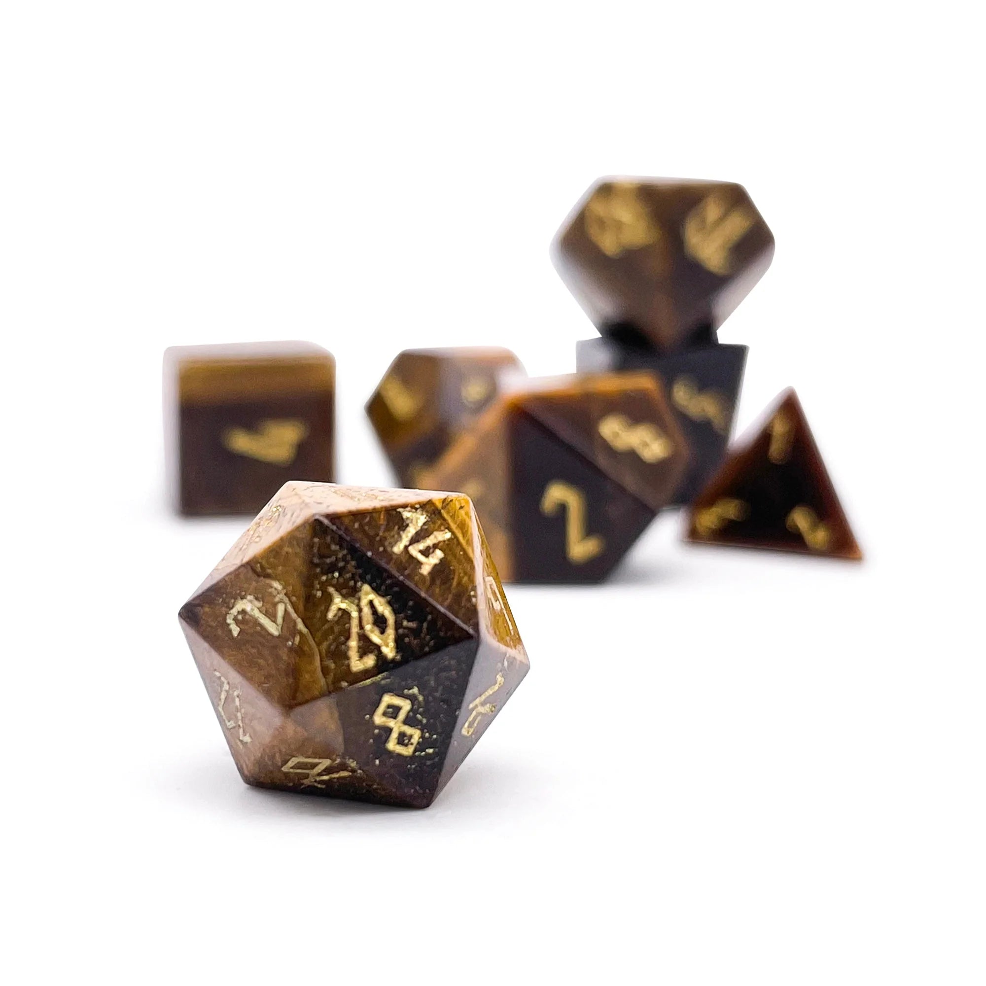 Gemstone Dice: Pebbles - Tiger's Eye | Game Grid - Logan